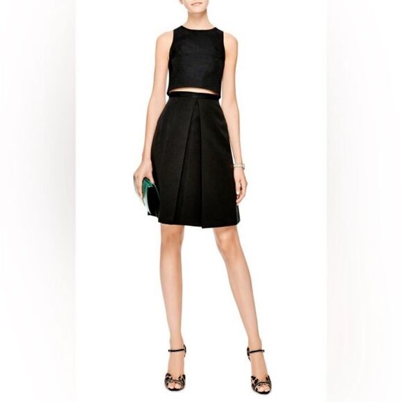 Tibi Katia Faille Pleated A-Line Black Skirt sz 6 $495 - Picture 2 of 7